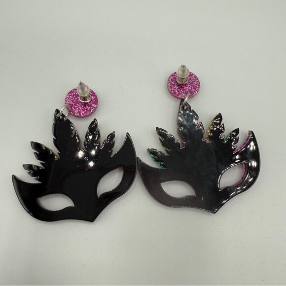 Vibrant Mardi Gras Cinco De Mayo Mask Shimmer Earrings - Picture 5 of 7